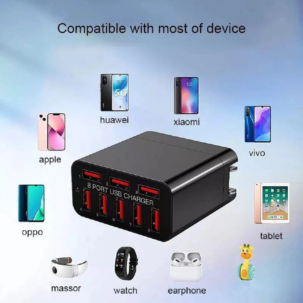 Trade Shop - Caricabatterie Adattatore Alimentazione Da Rete Con 8 Porte Usb Qc Qualcomm 3.0 X82 -