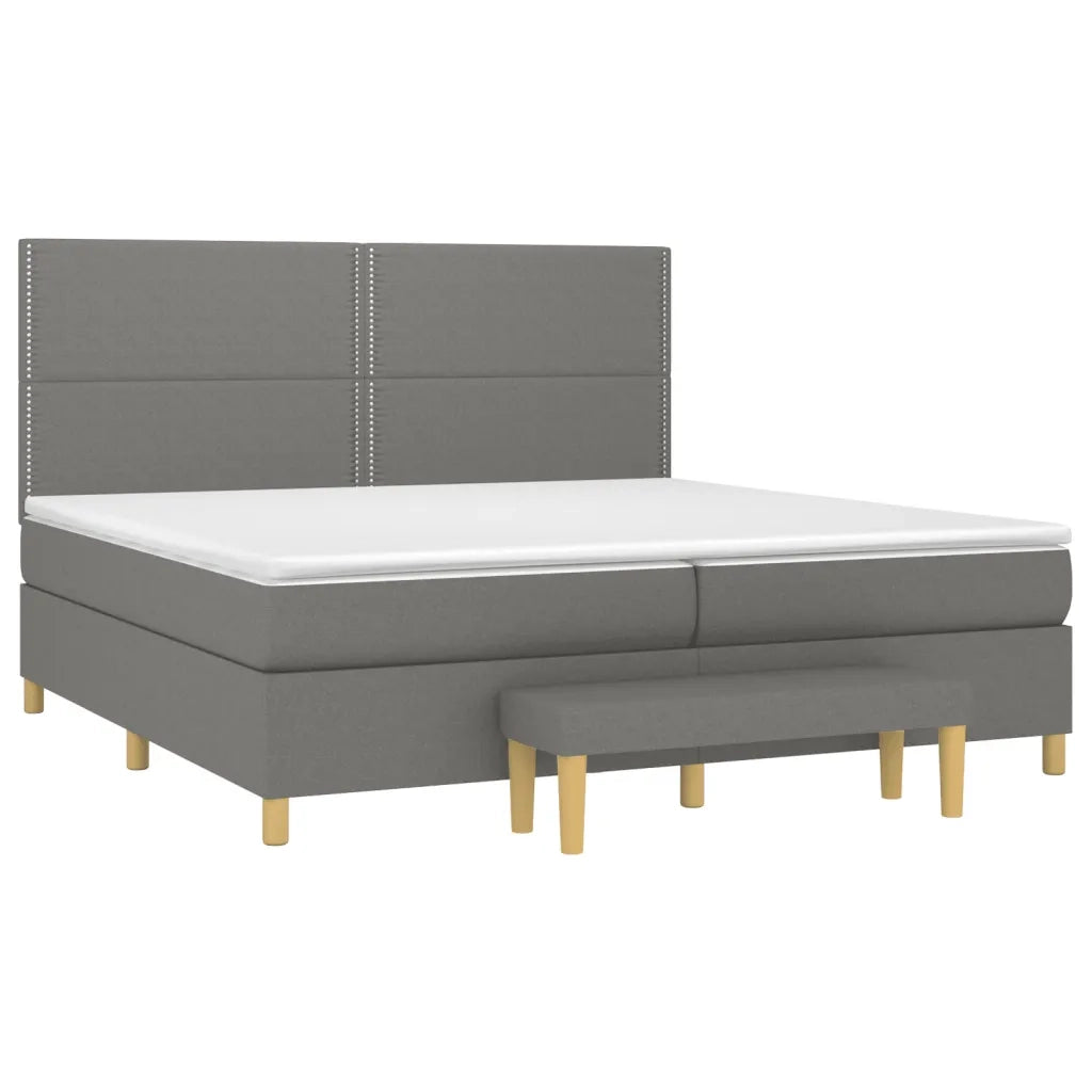 Giroletto a Molle con Materasso Grigio Scuro 200x200 cm Tessuto 3137102
