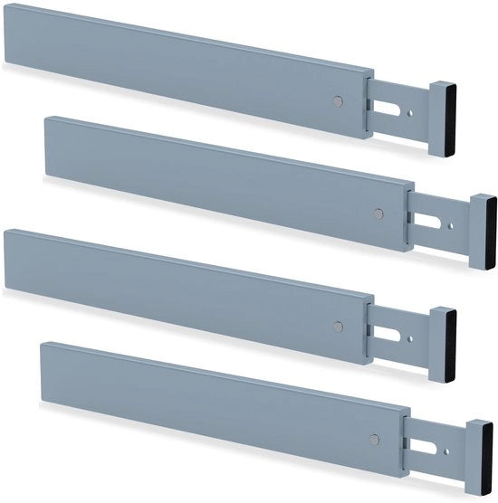 Set di 4 divisori di cassetto regolabili in bambù (44-55 x 1,5 x 5,7 cm, grigio), divisori di cassetto per cucina, organizzatore di cassetto per cucina