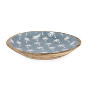 Bizzotto ciotola Keran bassa azzurra Ø38x6,5h con decoro palme in legno di mango