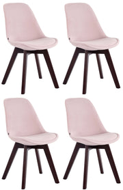 Set da 4 sedie Borneo in velluto rosa,noce