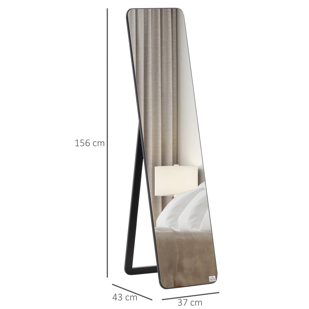 Specchio a Pieno Corpo con Cornice in Legno di Pino ¨C Zephmum ¨C 37x43x156 cm Nero