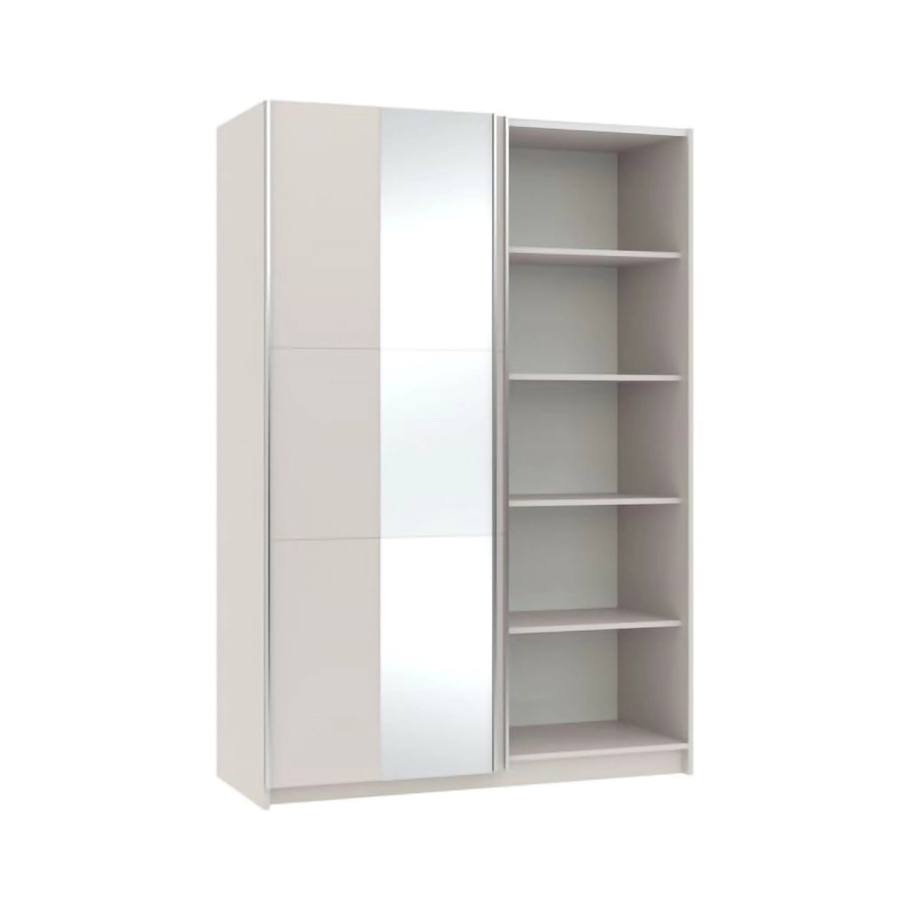 Armadio Camera da Letto Lesesa, Guardaroba 2 Ante Appendiabiti, 150x218h cm Beige Cashmere