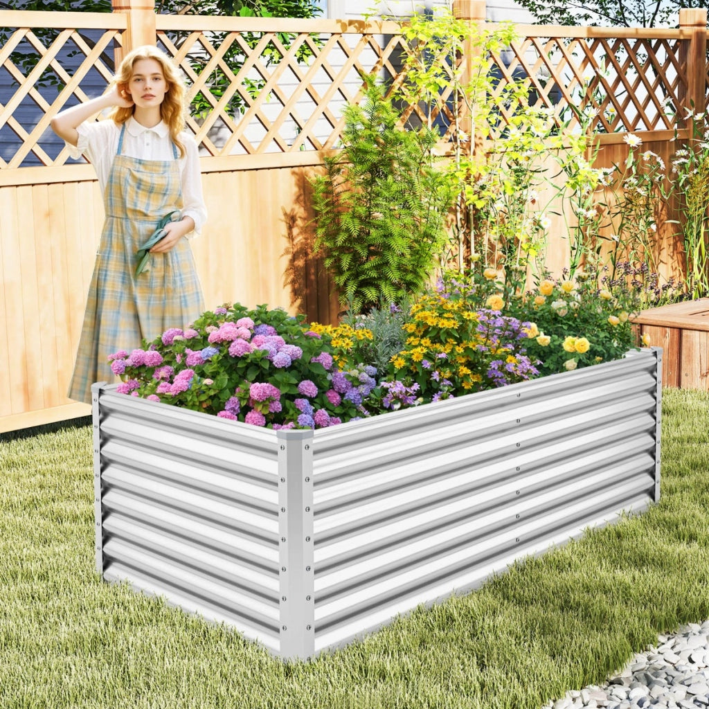 Letto da giardino rialzato da 60 cm fioriera elevata-Protettori d'angolo rinforzati fioriera in metallo per esterni per verdure