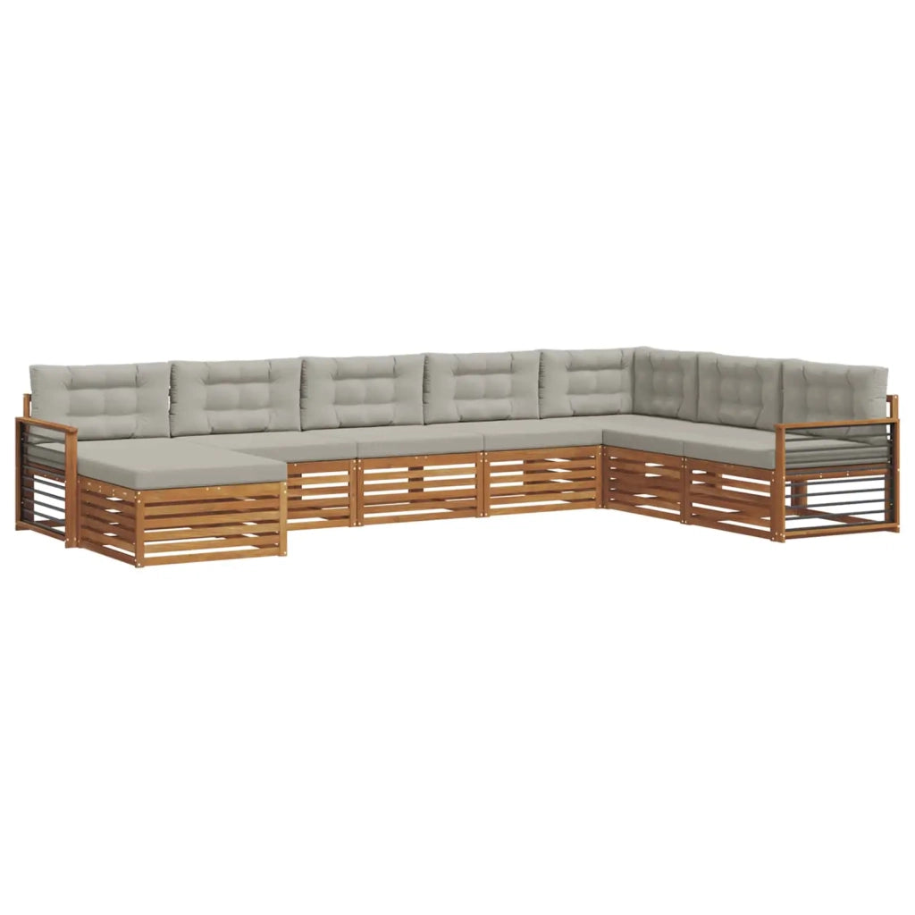 Set di divani da esterno 8 pcs Grigio Naturale e Chiaro