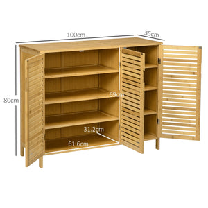 Mobile Scarpiera a 8 Ripiani su 3 Livelli con Maniglie 100x35x80 cm in Bambù