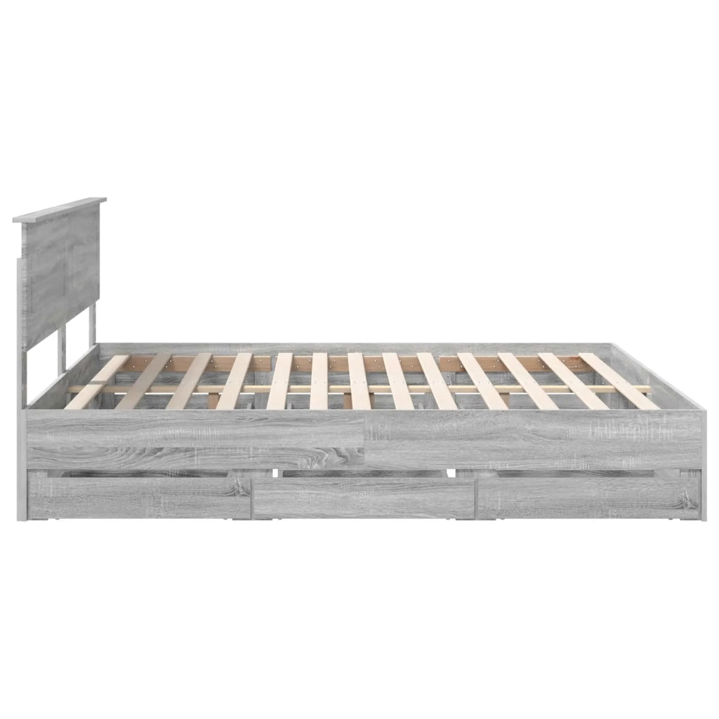 Struttura del letto con cassetto Grigio Sonoma 200 x 200 cm 3407954