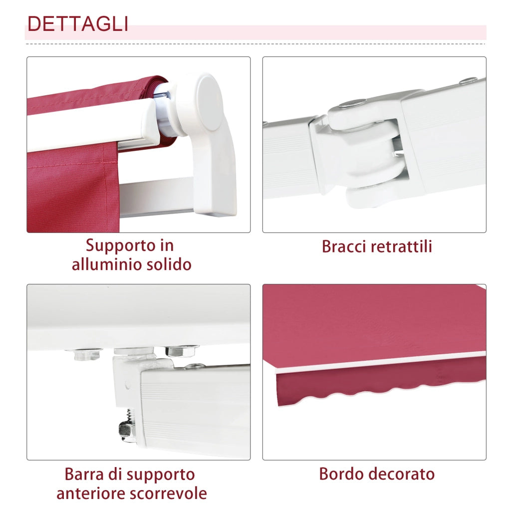 Tenda da Sole Avvolgibile ¨C zephmum ¨C Alluminio Poliestere 295x245cm Rosso Scuro
