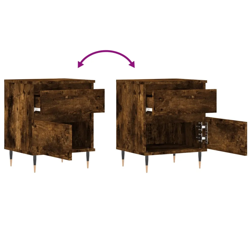 Comodino | Armadio da Notte | Mobiletto da notte Rovere Fumo 40x35x50 cm in Legno Multistrato