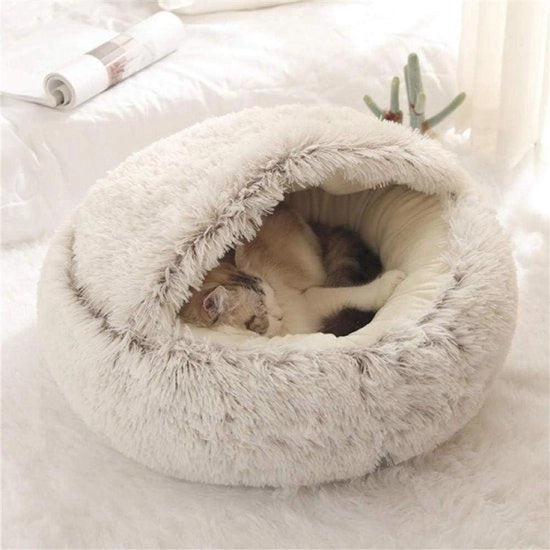Letto per gatti morbido - grotta capuchon con piumino soffice - cuscino per animali da interni - caldo e sicuro per inverno - anti-slip - lavabile - per gatti e cuccioli - 60 cm