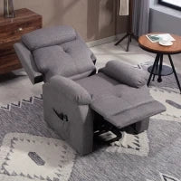 Poltrona reclinabile elettrica con massaggio e riscaldamento, porte USB, poggiapiedi, 86x94x105cm, Grigio