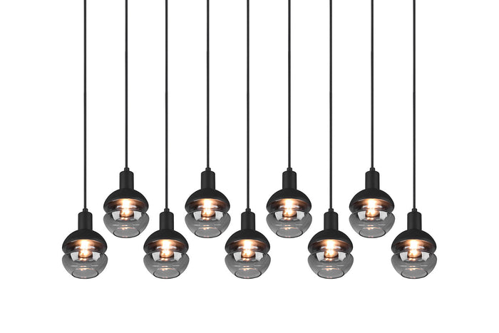 Lampada a Sospensione da Interno Attacco E14 in Metallo Nero e Oro