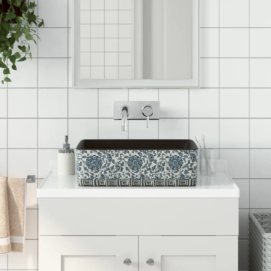 Lavabo Appoggio Nero e Blu Rettangolare 46x35,5x13 cm Ceramicacod mxl 83582