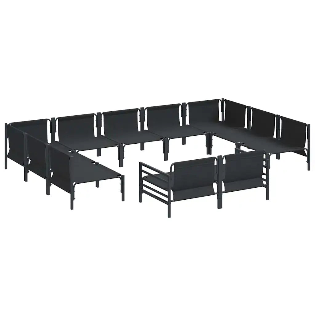 Set Divano da Giardino con cuscino 11 pcs Nero Acciaio 3379024