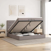 Letto ottomano con materasso Tortora 200 x 200 cm Tessuto 3457519