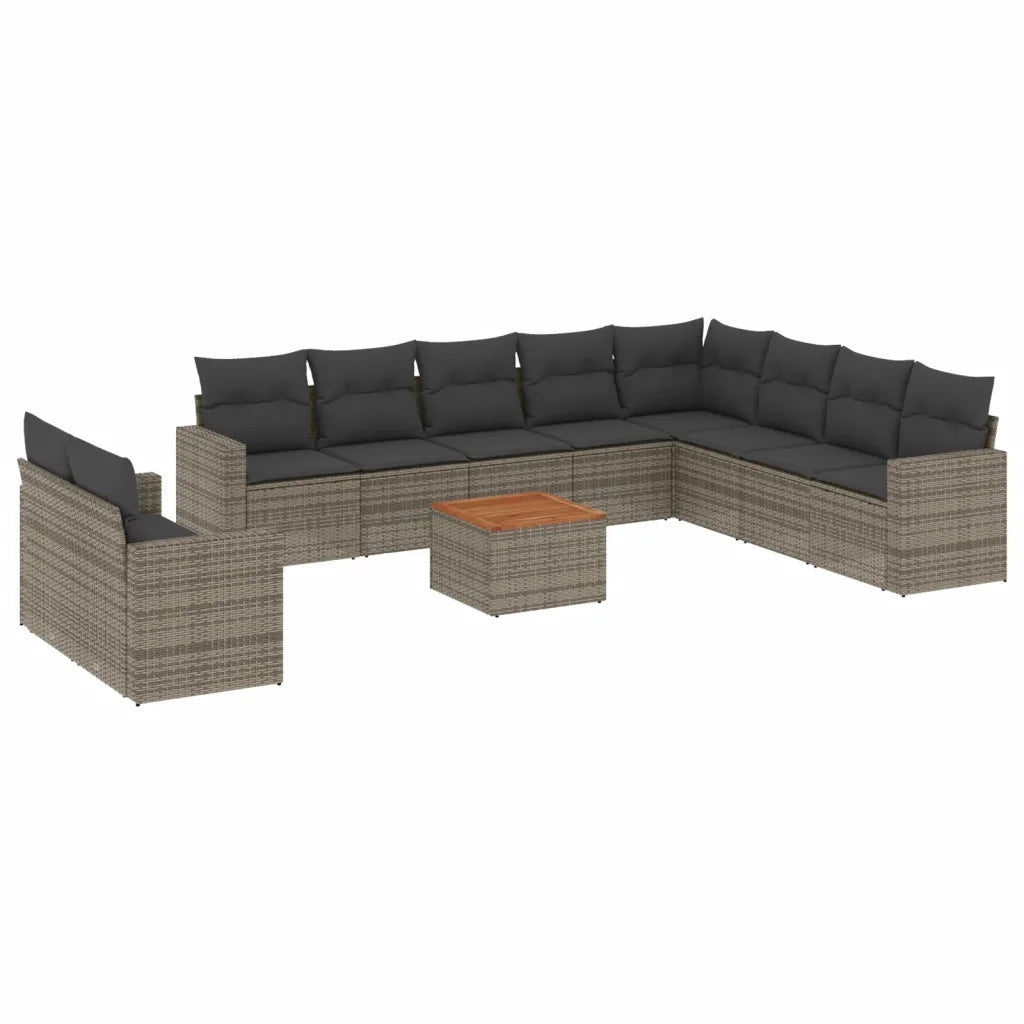 Set Divani da Giardino 11 pz con Cuscini in Polyrattan Grigio 3256529