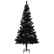 Albero di Natale Preilluminato con Palline Nero 150 cm PVC 3077589
