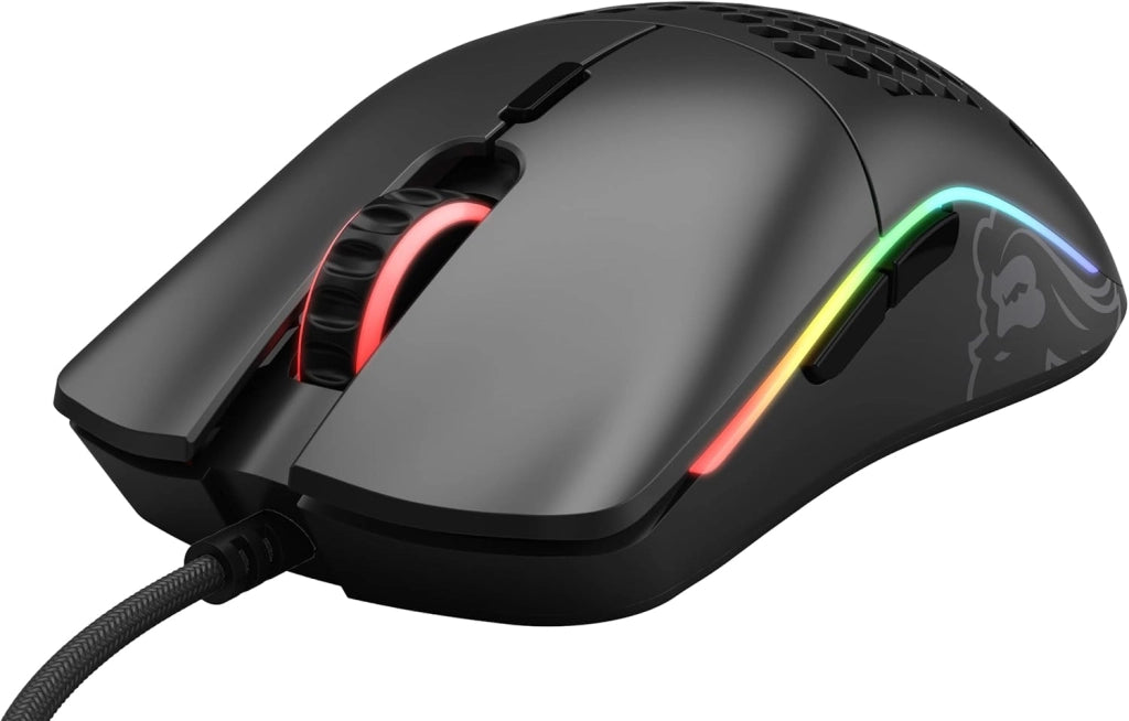 Gaming Model O Mouse da gaming wired, superleggero 67 g, design a nido d'ape, RGB, sensore Pixart 3360, Omron Switches, ambidestro - Nero opaco