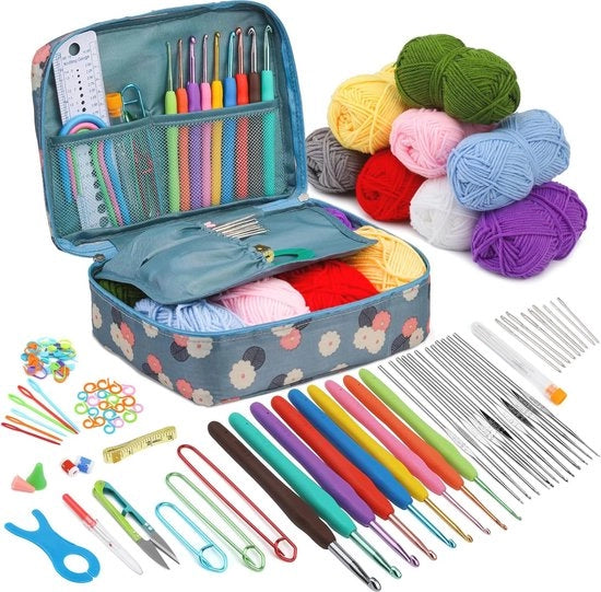 Set di Aghi per Inizianti con Maniglie Ergonomiche e Accessori, Incluso Filo, Aghi e Borsa di Ricarica