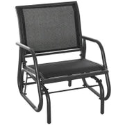 Panchina a Dondolo da Giardino a un Posto in Metallo e Tessuto a Rete Traspirante, 66x70x85cm, Nero e Grigio Scuro