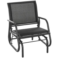 Panchina a Dondolo da Giardino a un Posto in Metallo e Tessuto a Rete Traspirante, 66x70x85cm, Nero e Grigio Scuro