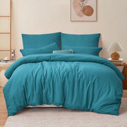 Set di coperte 220x240 3 pezzi azzurro turquesa - set di coperte e cuscini con chiusura a zip, set di coperte 240x220 in microfibra, morbido e lavabile in lavatrice
