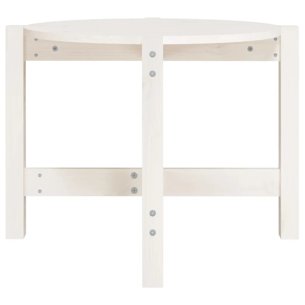 Tavolino da Salotto Bianco Ø 62,5x45 cm Legno Massello di Pino 822303