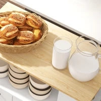 Carrello Cucina in Legno con Ripiano Aperto, Armadietto e Scaffale Laterale, 75x40x80.5 cm, color Rovere e Bianco
