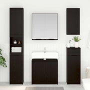 Set di Armadi da Bagno 3 pcs Rovere Nero Legno multistrato
