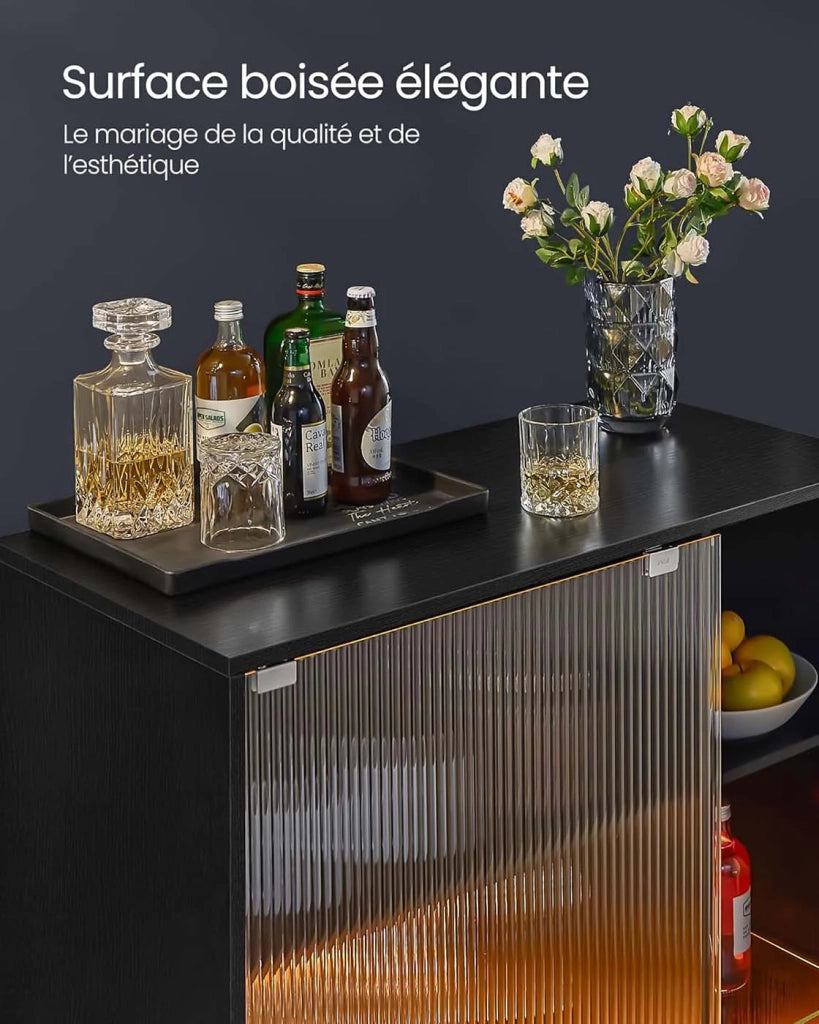Mobile bar per vini con illuminazione a LED mobile bar per vini mobile bar per liquori con portabicchieri anta in vetro scanalato per soggiorno 12_0006378