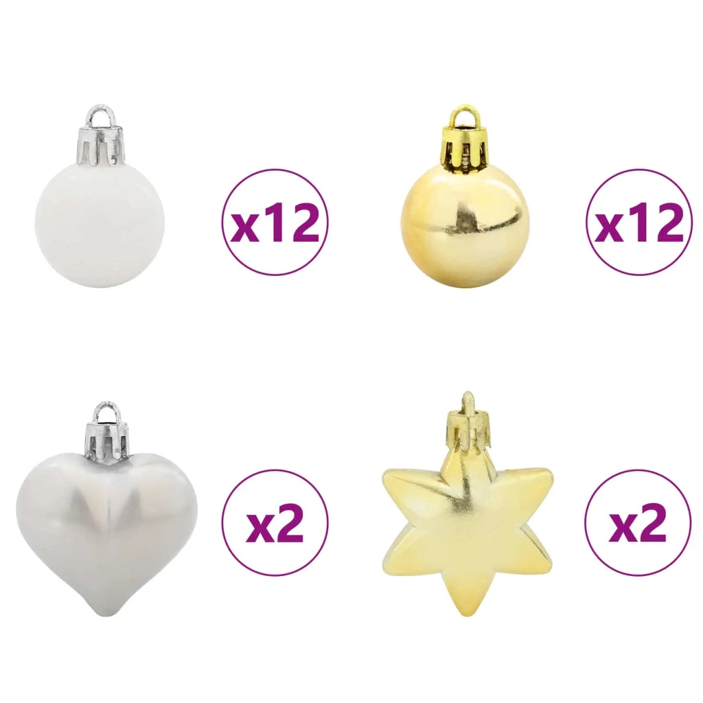 Set di Palle di Natale 40 pz Bianco e Oro Plastica CFW6458655