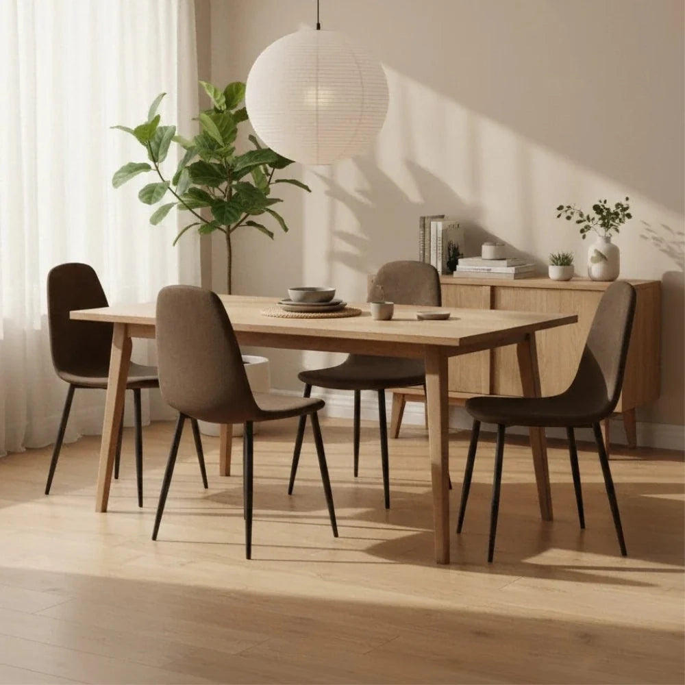 Set di 4 sedie da pranzo imbottite in similpelle moka vintage Aurelia con struttura in metallo facili da pulire | Duzzle