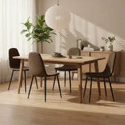 Set di 4 sedie da pranzo imbottite in similpelle moka vintage Aurelia con struttura in metallo facili da pulire | Duzzle
