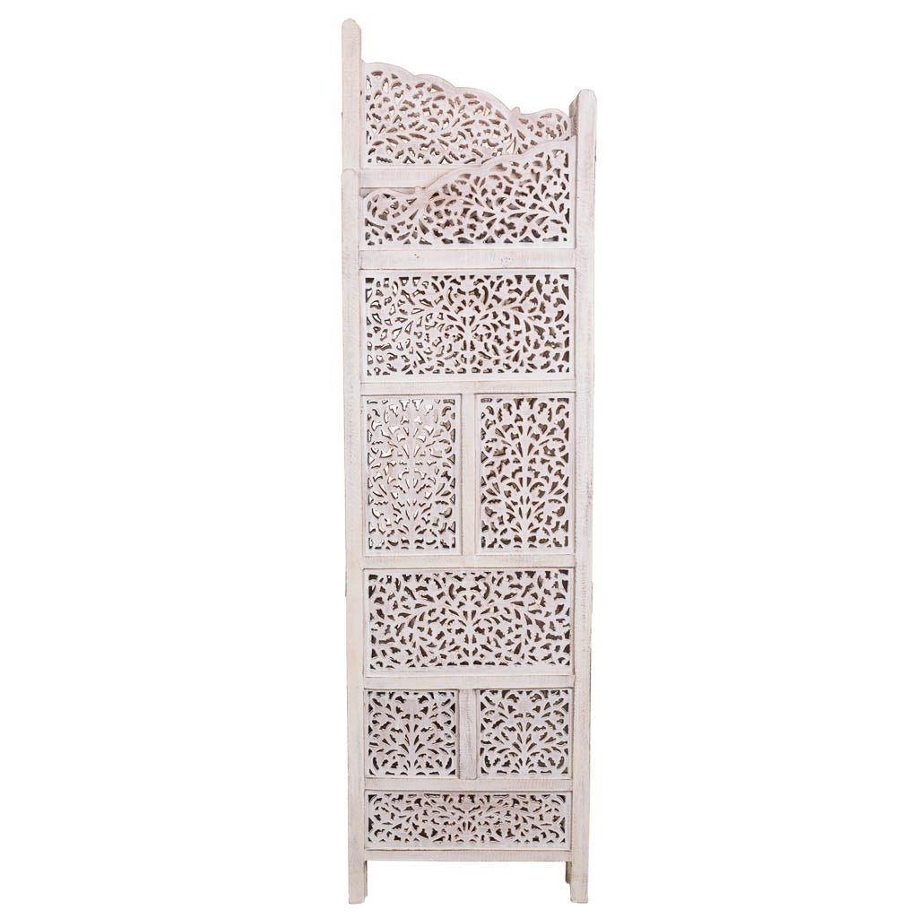 Paravento in legno bianco fatto a mano 50(x4)x2x180h