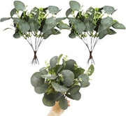 Pianta di Eucalipto con Bacche - Unico Stelo per Casa - Ufficio - Matrimonio - Giardino - Interno e Esterno - Facile Manutenzione - 12 pezzi