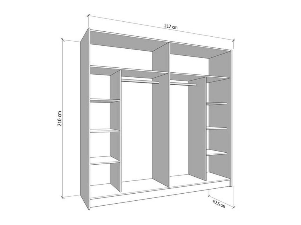 Armadio Camera da Letto Galtelli, Guardaroba Grande Appendiabiti, 217x210h cm Bianco Opaco