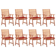 Sedie da Pranzo da Esterni con Cuscini 8 pz Massello di Acacia cod mxl 8595