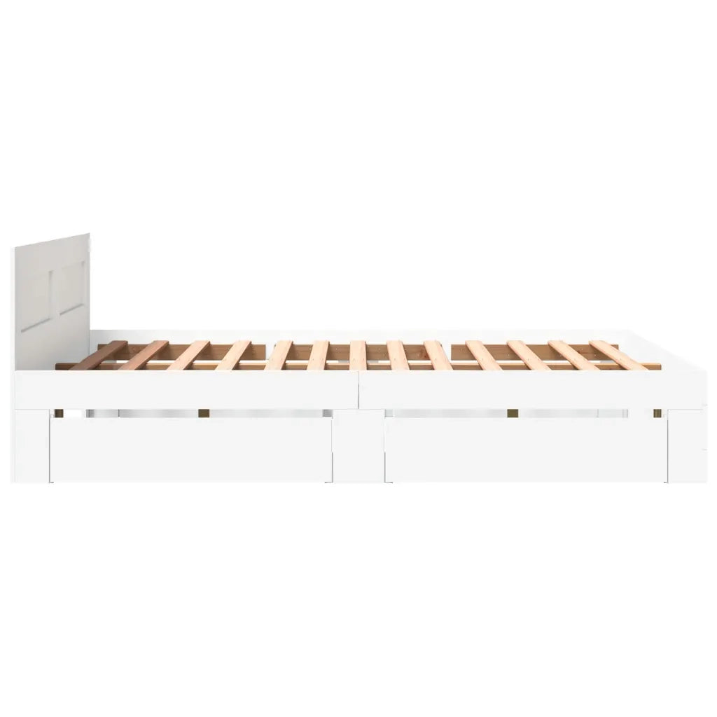 Giroletto con Testiera Bianco 150x200 cm in Legno Multistrato