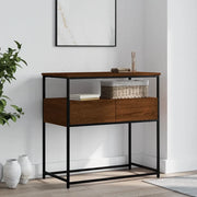 Tavolino Consolle-Tavolino da soggiorno-Tavolo Rovere Marrone 75x40x75cm Legno Multistrato