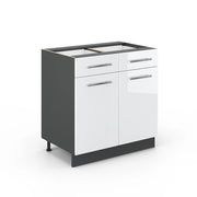 Vicco Mobiletto base per cucina Bianco lucido 80 cm senza piano di lavoro