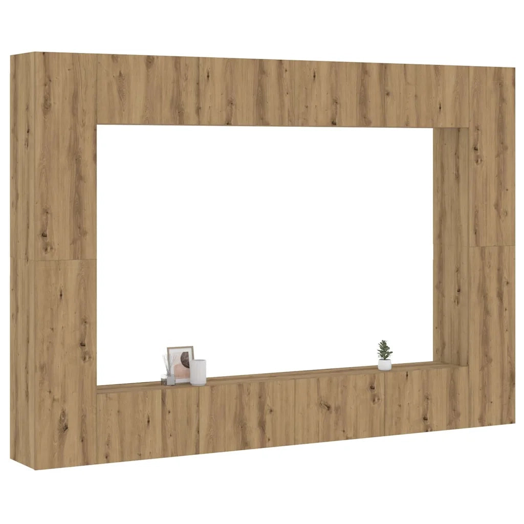 vidaXL Set Mobile TV 8 pz Montato a Parete Rovere in Legno Multistrato