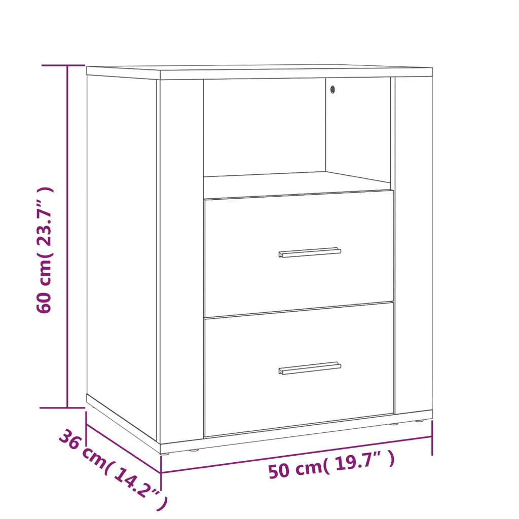 Comodino Grigio Cemento 50x36x60 cm in Legno Multistrato cod mxl 30694