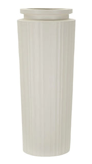 Vaso High moderno in MGO color crema - Ø 32x80 cm, design slanciato con texture a coste verticali - Vaso da interno decorativo
