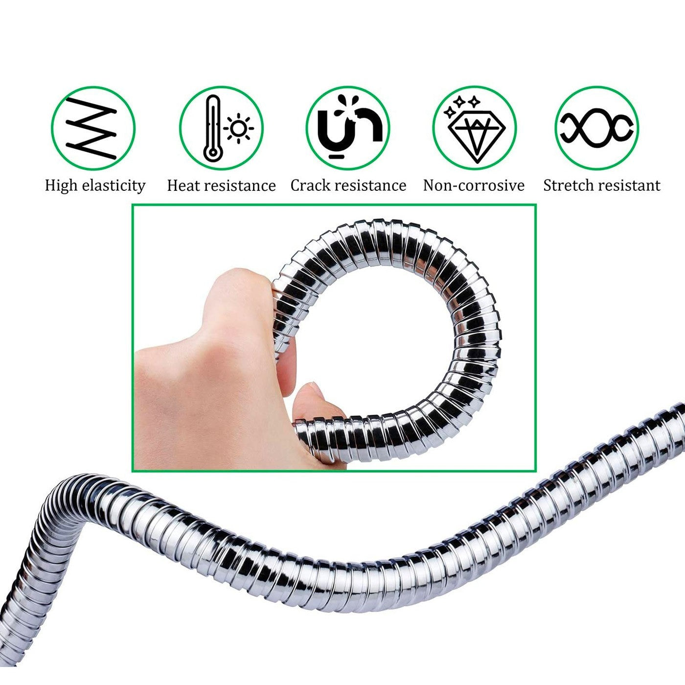 Tubo Flessibile 150 cm in metallo per doccia con attacco 1/2"