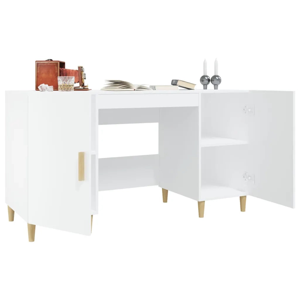 Scrivania Bianca 140x50x75 cm in Legno Multistrato cod mxl 73579