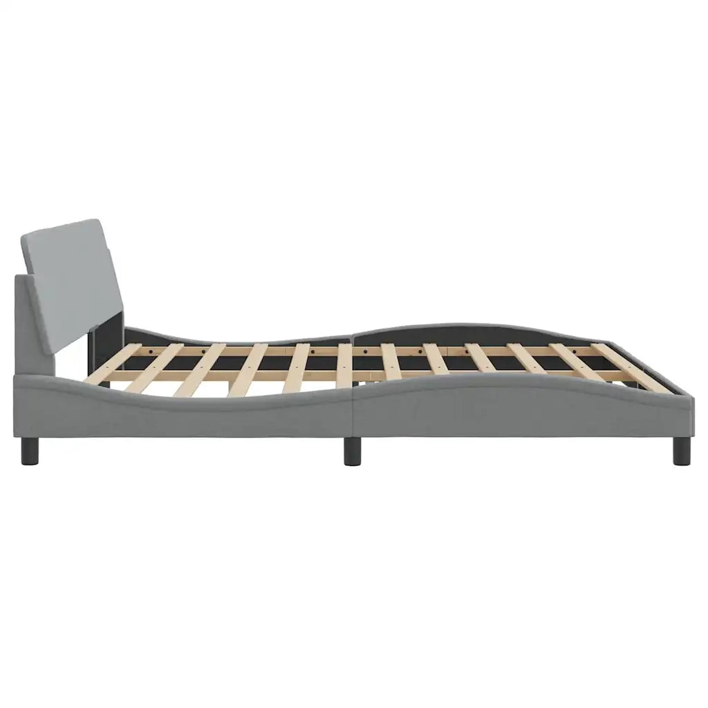 Letto matrimoniale | Letto per adulti | Giroletto Dover Grigio Chiaro 200x200 cm Tessuto
