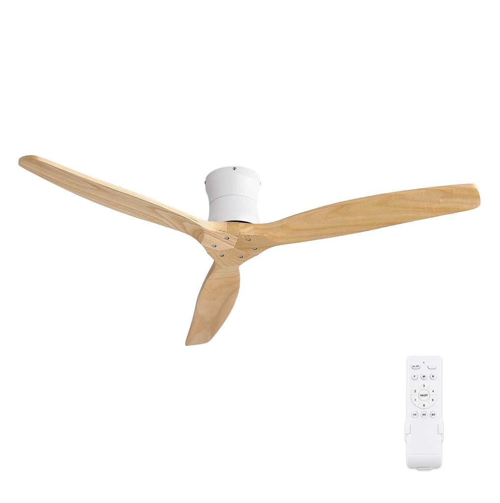Ventilatore da soffitto bianco con motore DC silenzioso; telecomando e timer