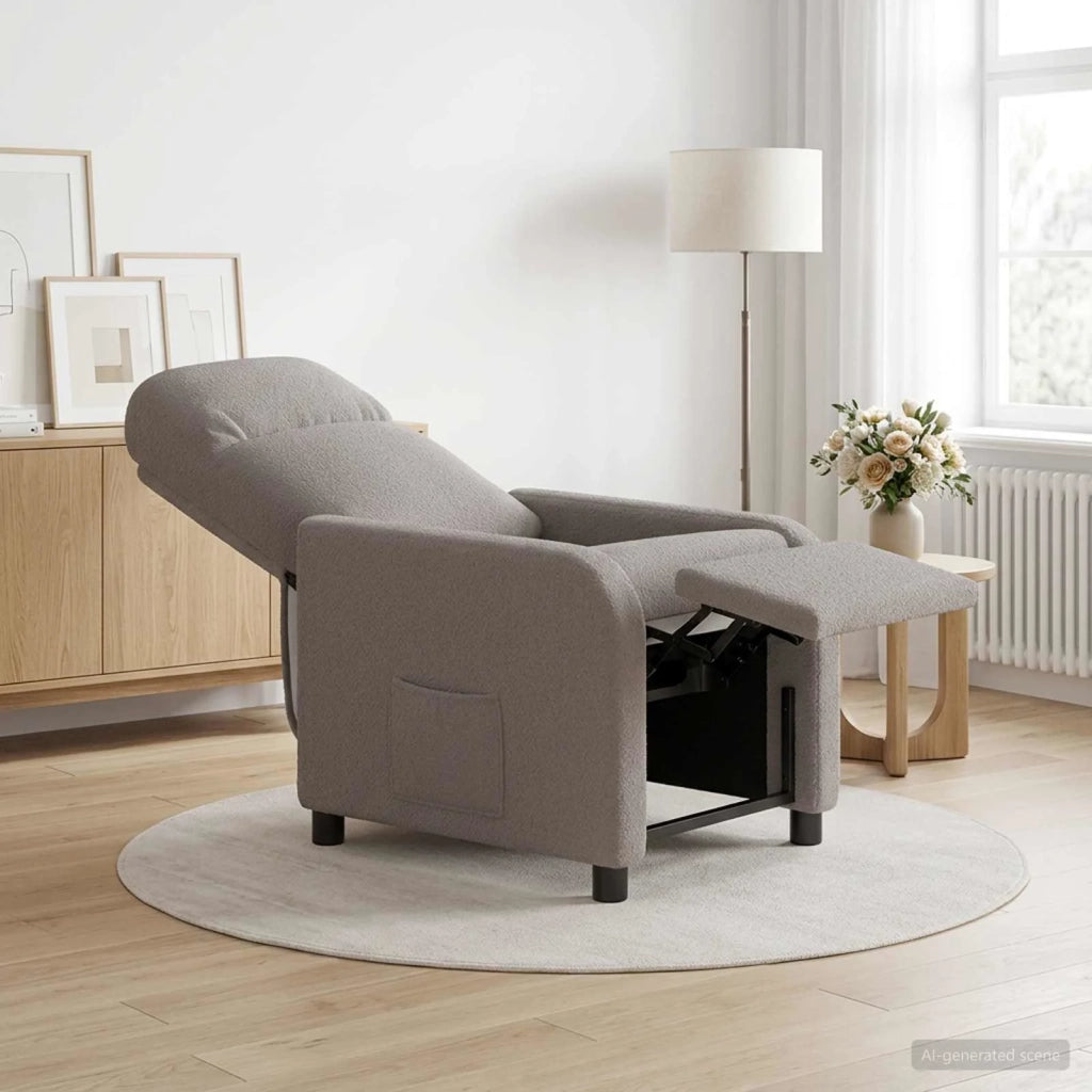 Divano Sedia-Poltrona reclinabile Grigio Chiaro Boucl¨¦
