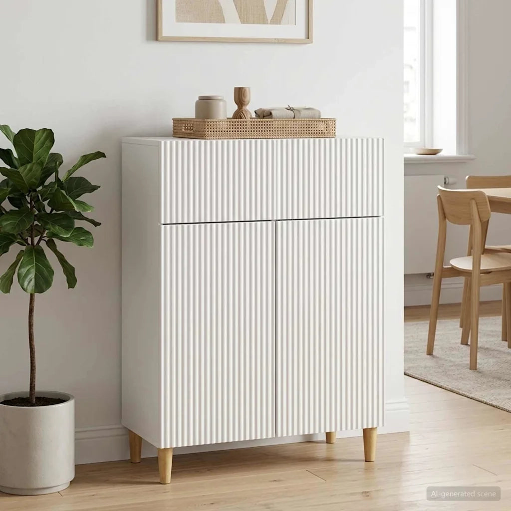 Credenza Bianco Lucido 66 x 34,5 x 90 cm Legno ingegnerizzato 894639