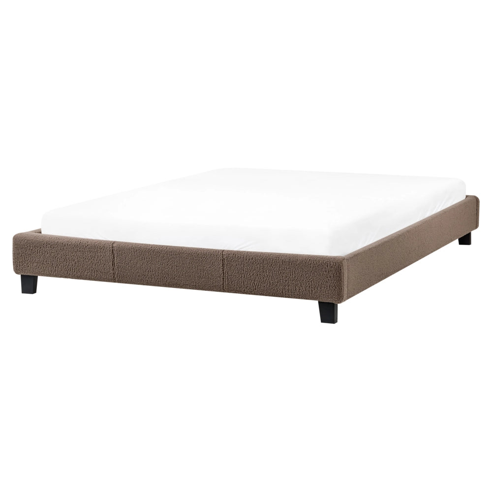 Letto 180 x 200 cm in bouclé bianco crema con rete a doghe senza testiera 160 x 200 cm